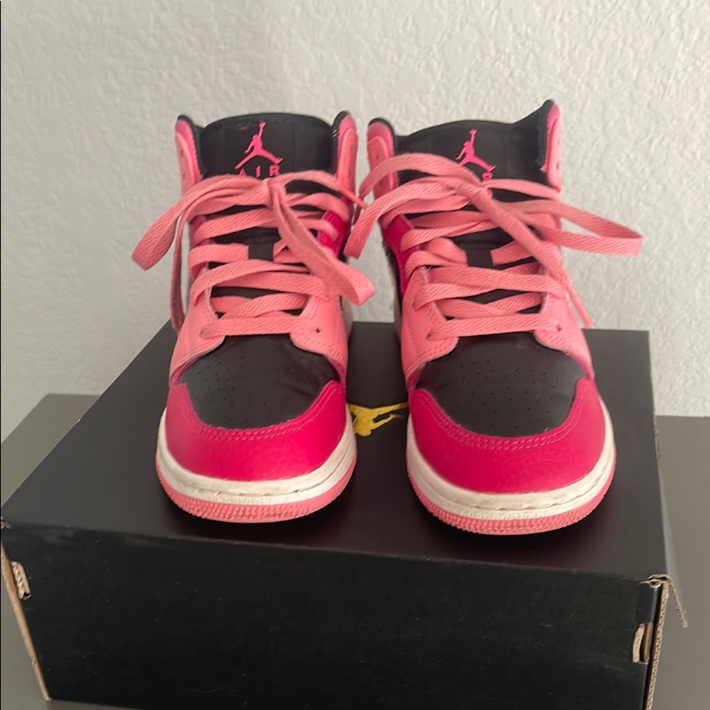 Lightly used Women Jordan Kids' Pink and Black Sneakers